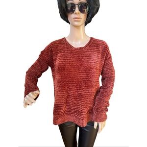 Pink Rose Hi Lo Ribbed Chenille Sweater, M